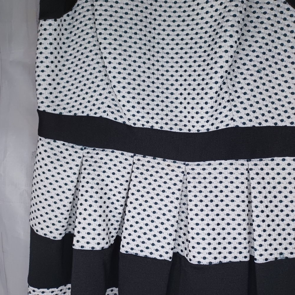 Elle Black and White Polka Dot Pleated Retro Classic Dress NWOT - Picture 5 of 13